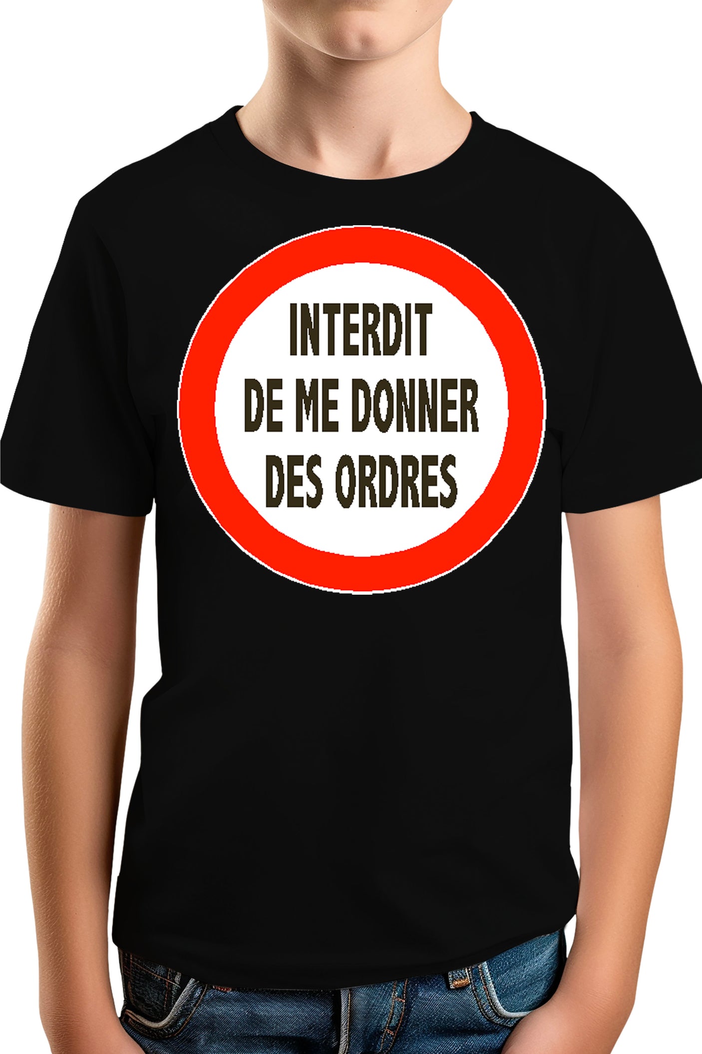 T-Shirt Garçon Interdit de me donner des ordres