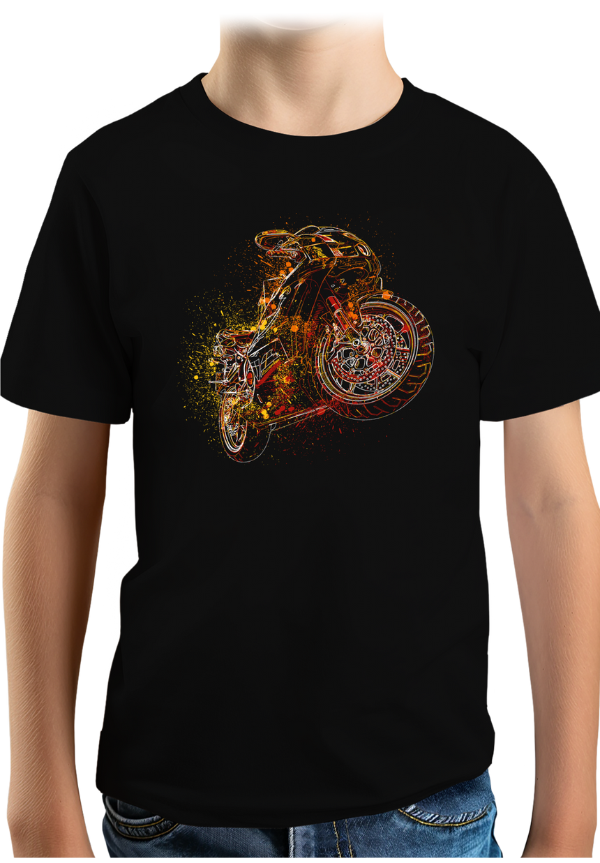T-Shirt Garçon Dessin moto abstrait