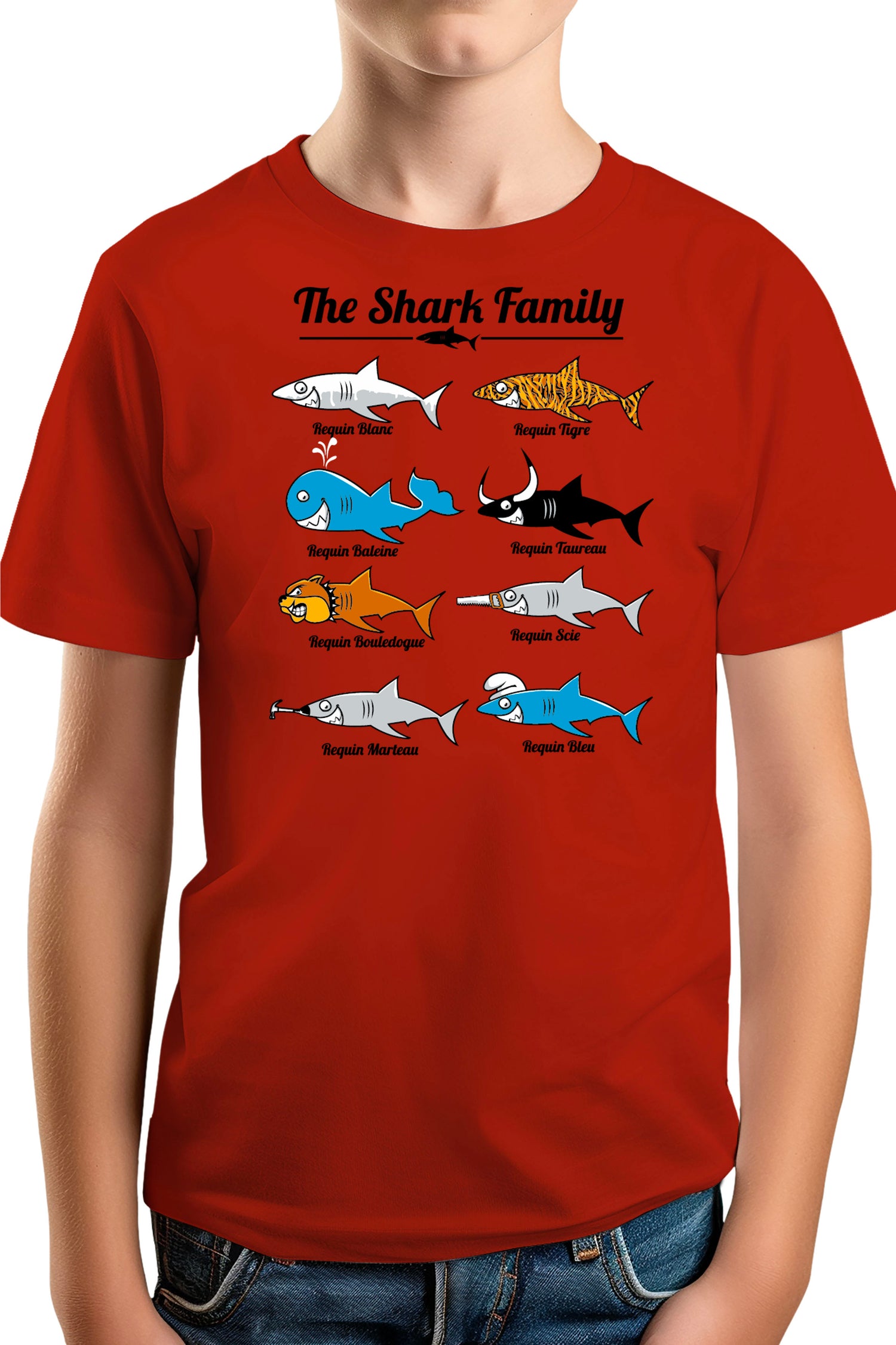 T-Shirt Garçon La famille requin
