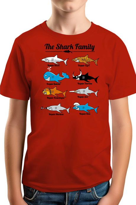 T-Shirt Garçon La famille requin