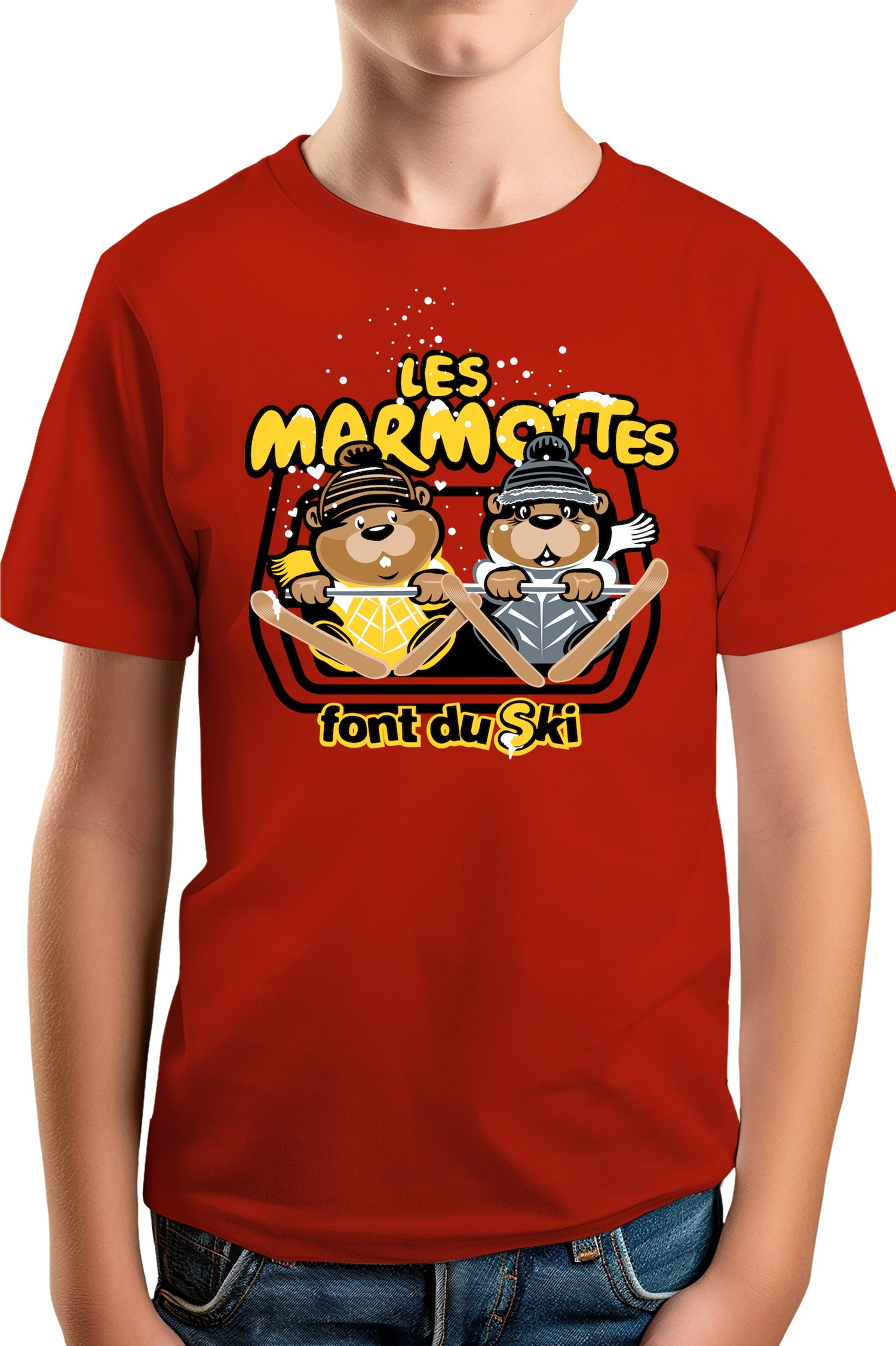 T-Shirt Garçon Les marmottes font du ski