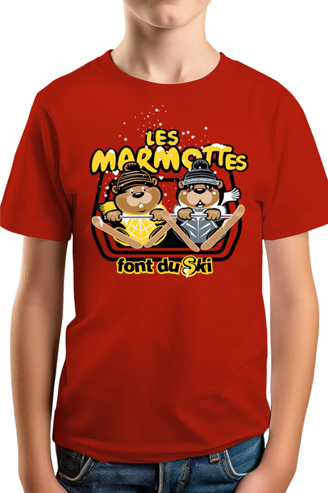 T-Shirt Garçon Les marmottes font du ski