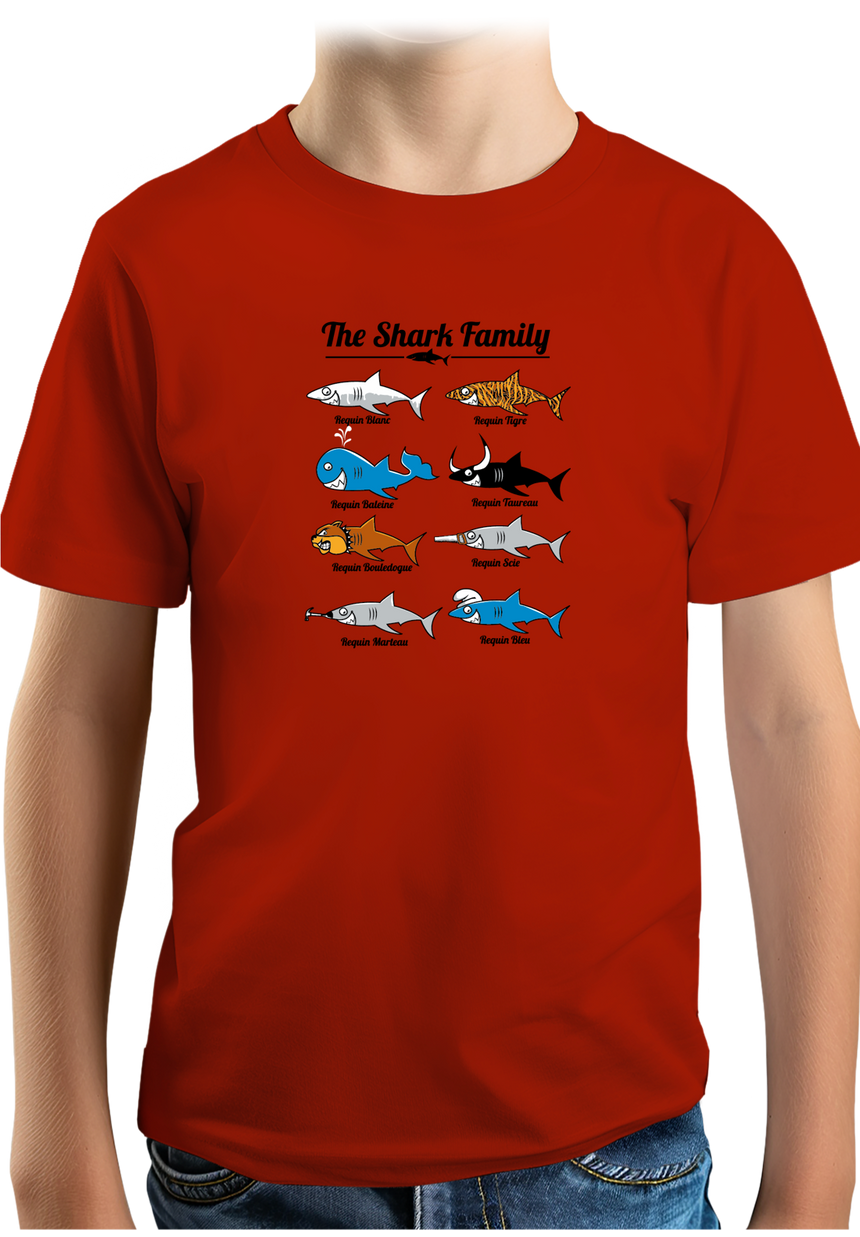 T-Shirt Garçon La famille requin