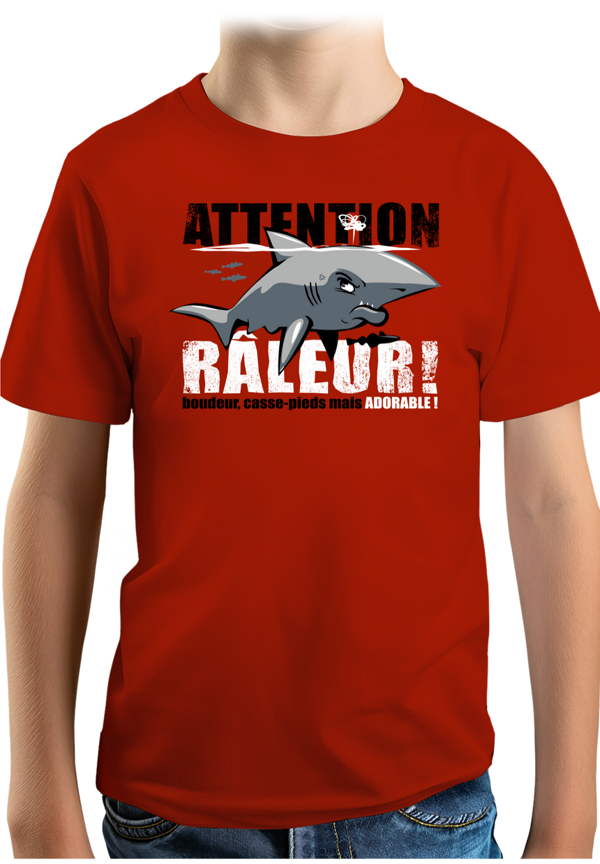 T-Shirt Garçon Attention requin râleur