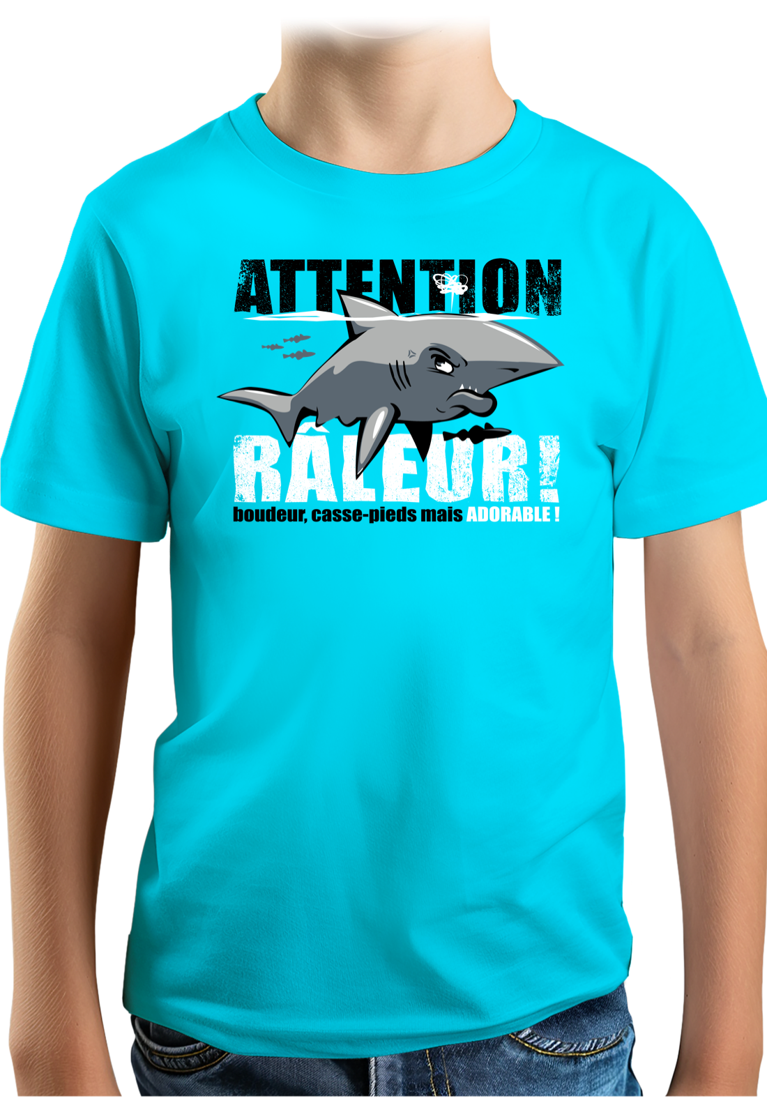T-Shirt Garçon Attention requin râleur