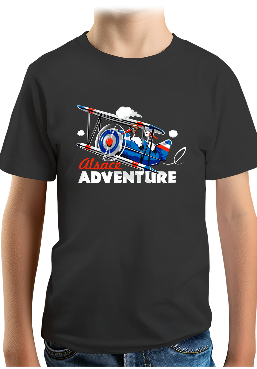T-Shirt Garçon Cigogne dans l'avion en Alsace
