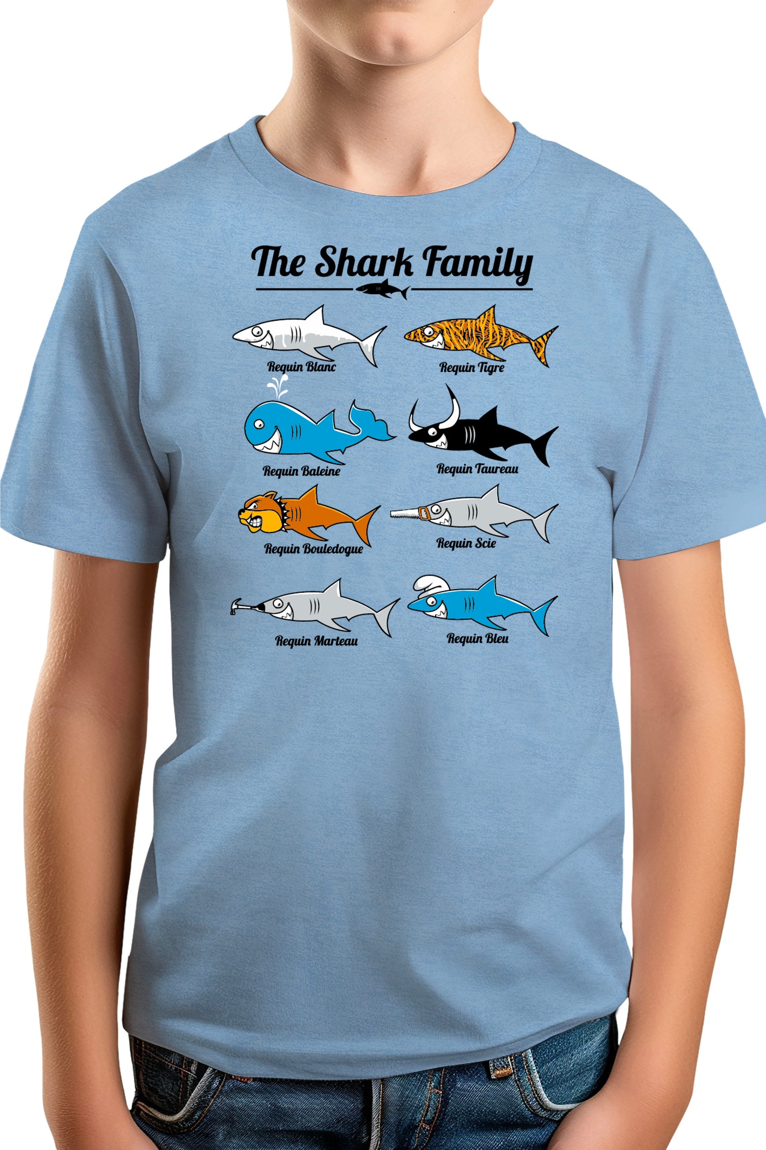 T-Shirt Garçon La famille requin