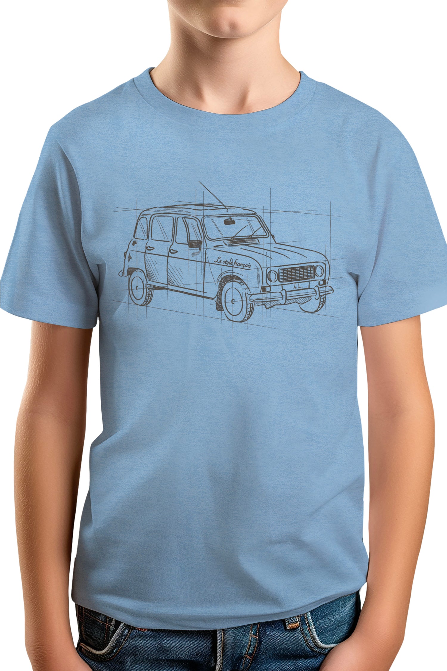 T-Shirt Garçon La 4L en crayonné dessin technique