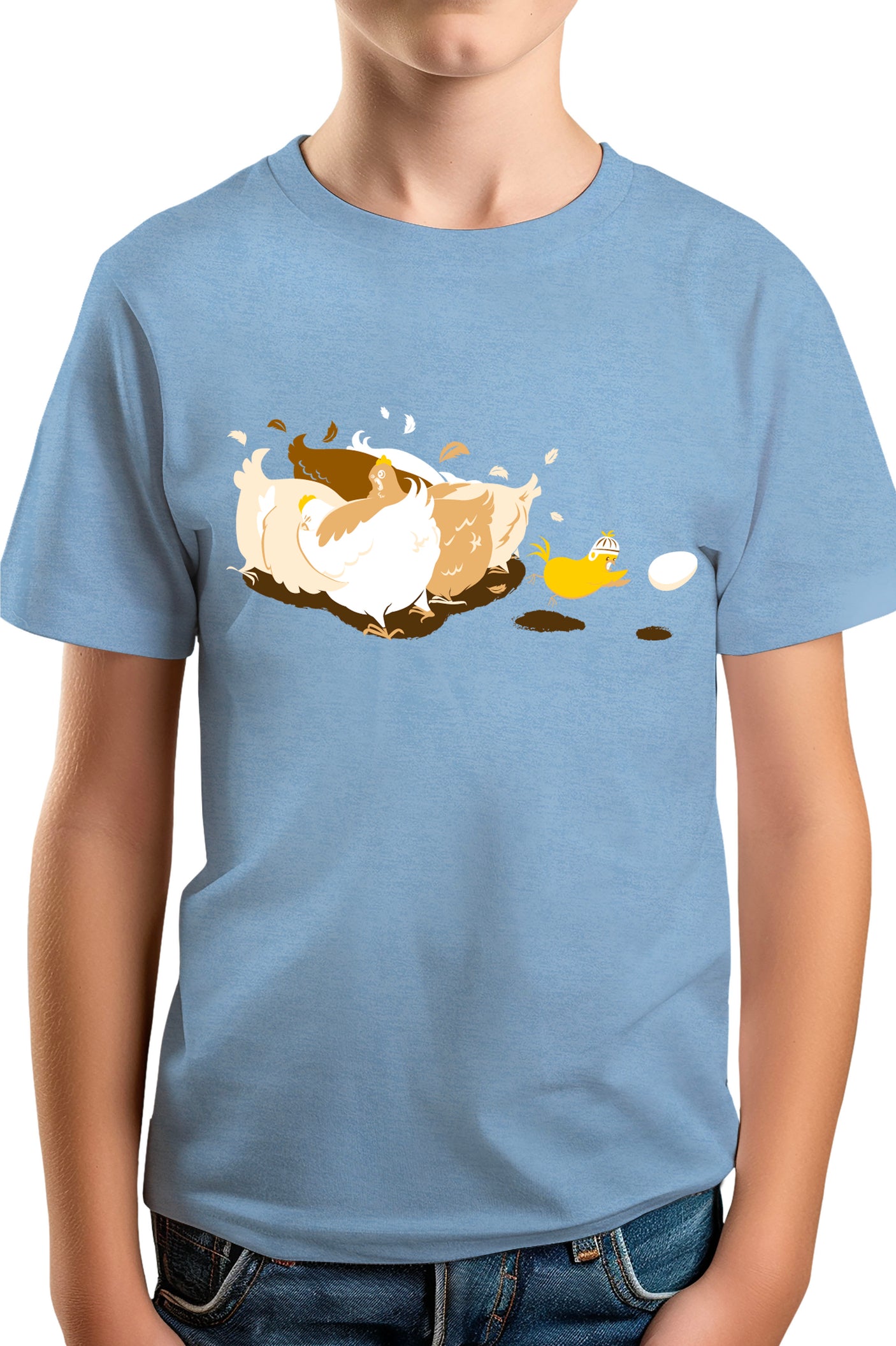 T-Shirt Garçon Poule et poussin qui jouent au rugby