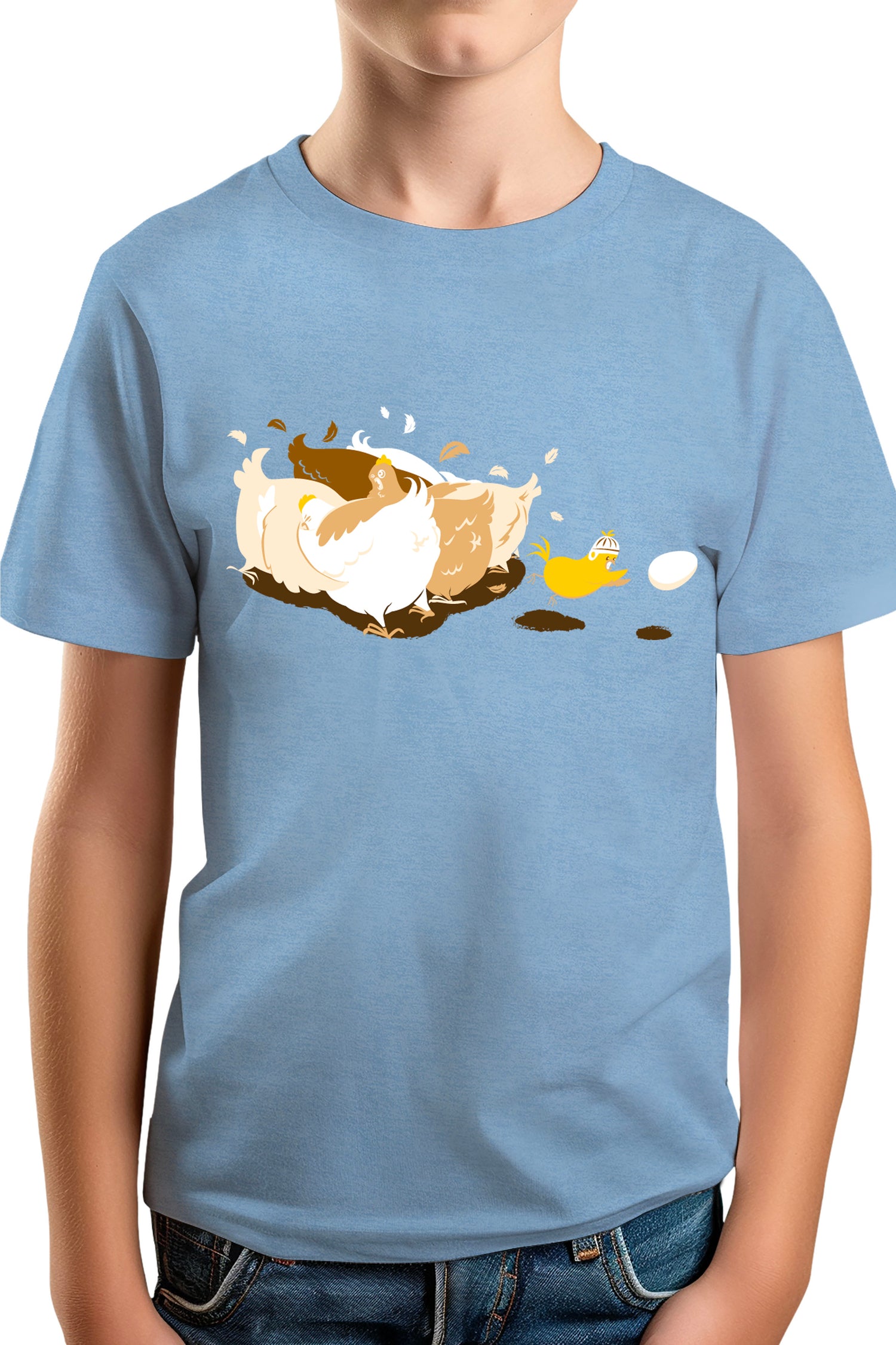 T-Shirt Garçon Poule et poussin qui jouent au rugby