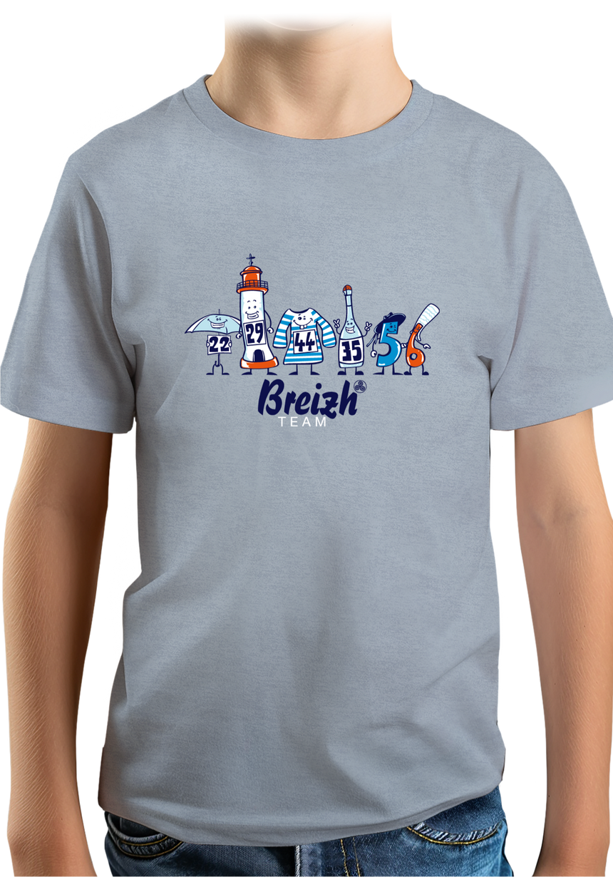 T-Shirt Garçon Breizh team, les départements de Bretagne