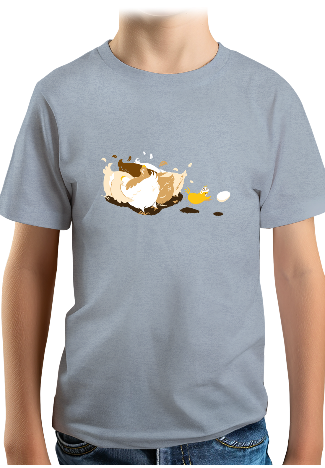 T-Shirt Garçon Poule et poussin qui jouent au rugby