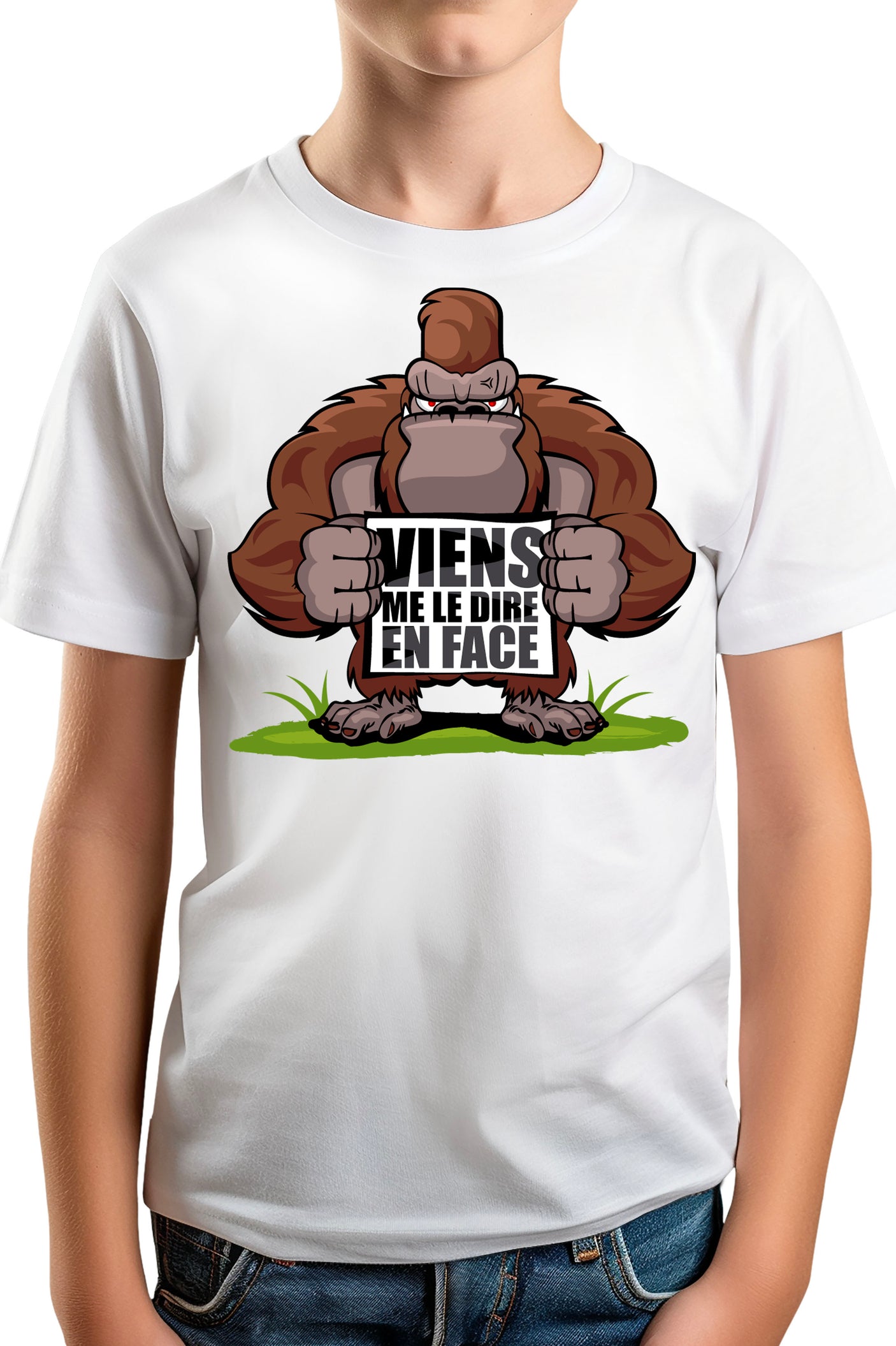 T-Shirt Garçon Viens me le dire en face Recto Verso