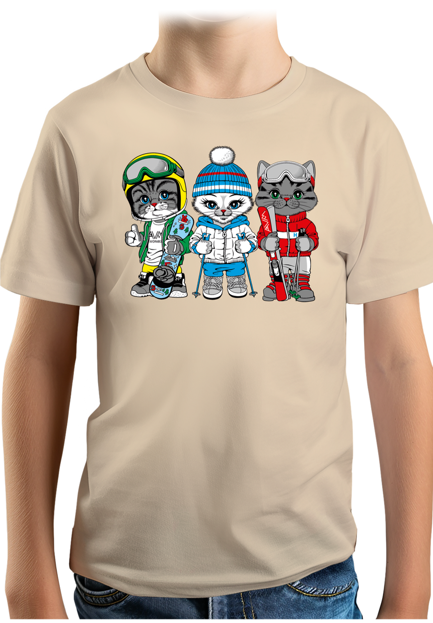 T-Shirt Garçon Les chats au ski (recto/verso)