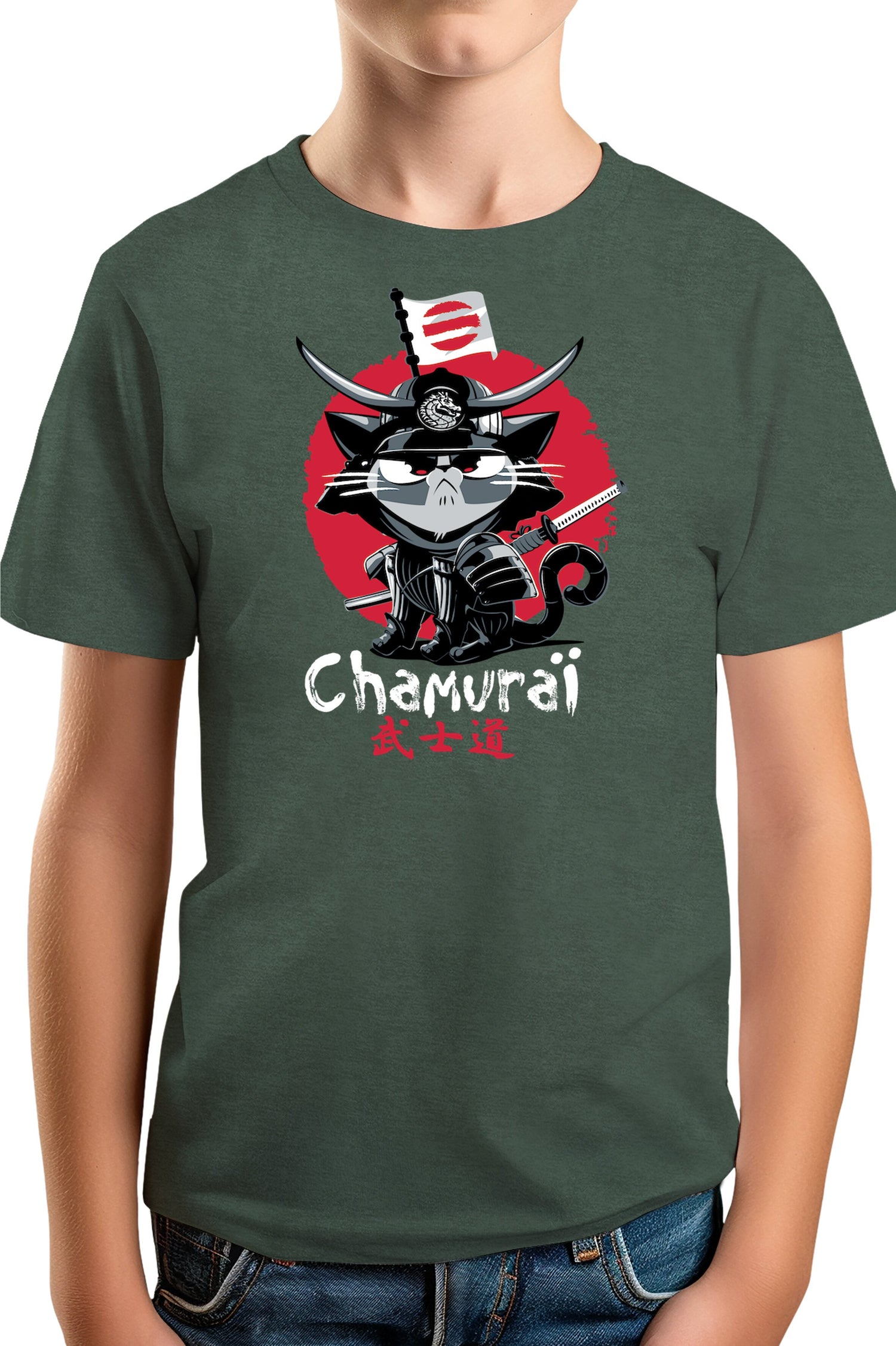 T-Shirt Garçon Chat en samouraï