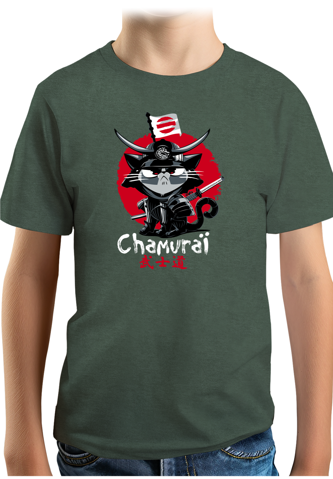 T-Shirt Garçon Chat en samouraï