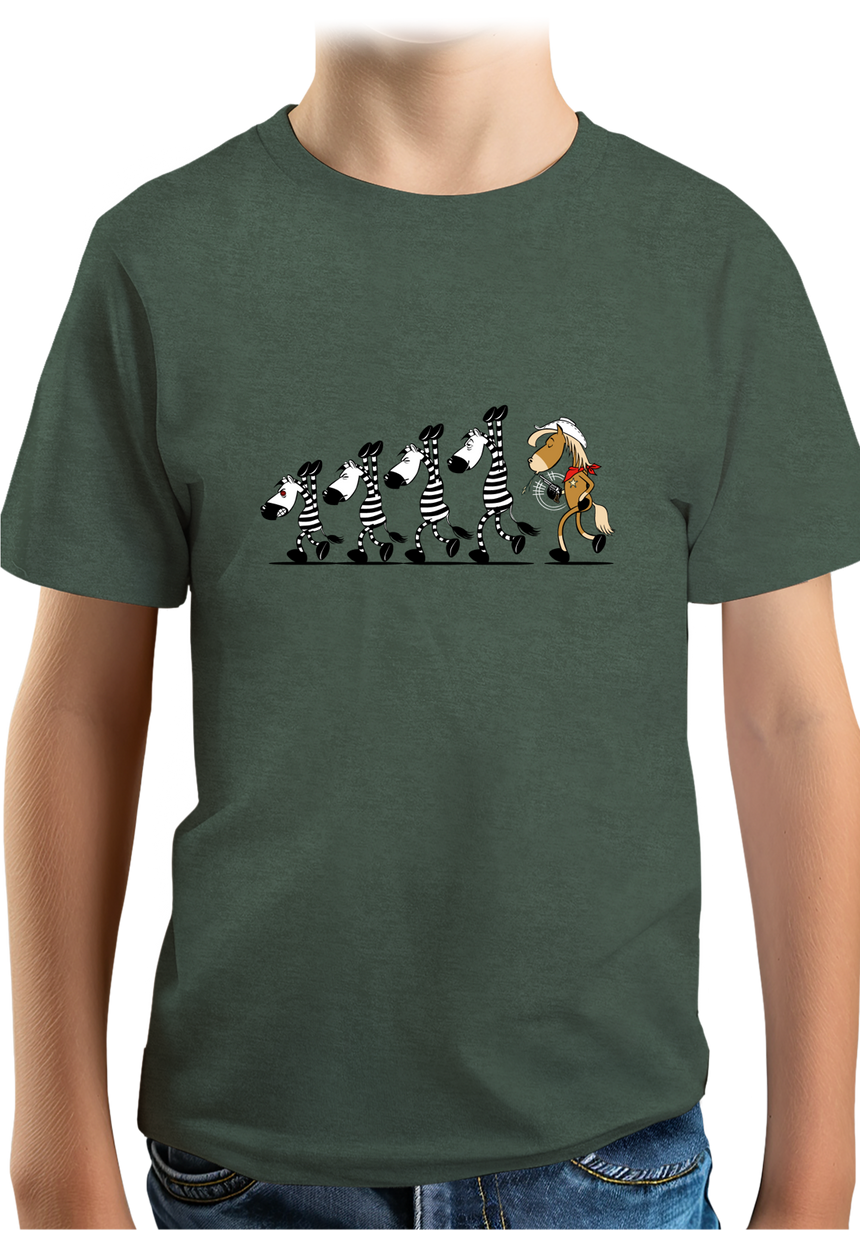 T-Shirt Garçon Fin De Cavale zèbre et cheval