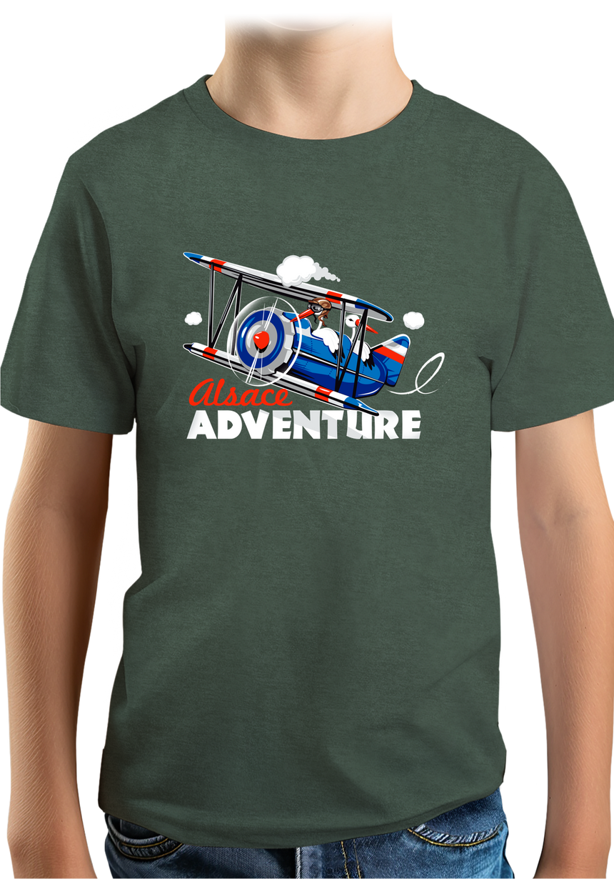 T-Shirt Garçon Cigogne dans l'avion en Alsace