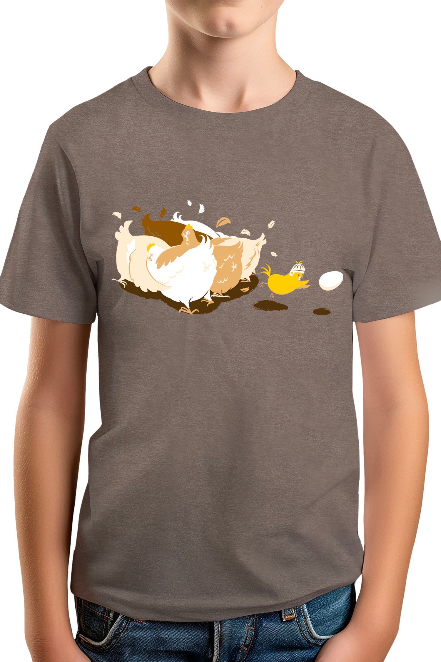 T-Shirt Garçon Poule et poussin qui jouent au rugby