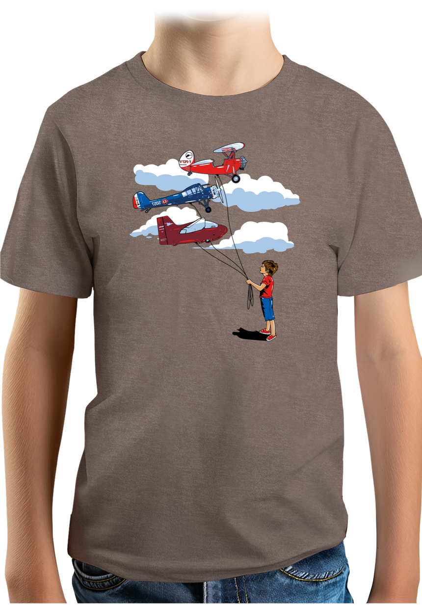 T-Shirt Garçon Enfant Avec 3 ballons Avion