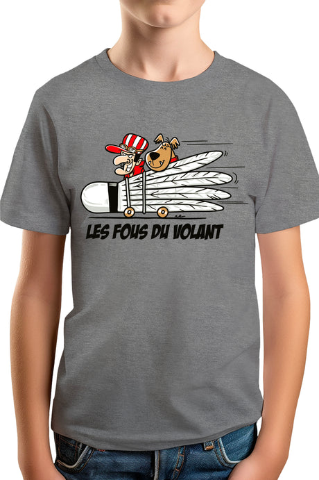 T-Shirt Garçon Les fous du Volant de badminton