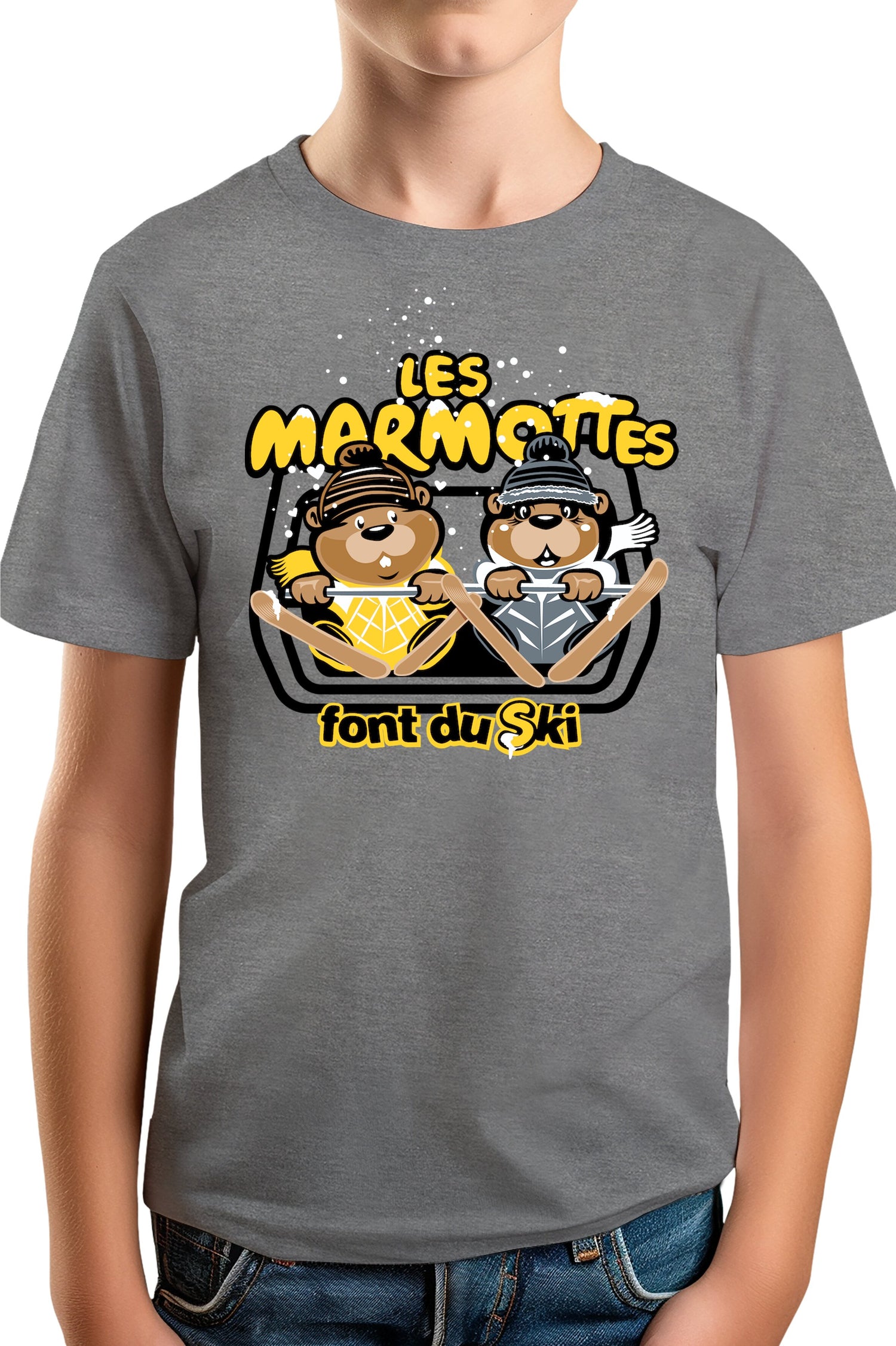 T-Shirt Garçon Les marmottes font du ski