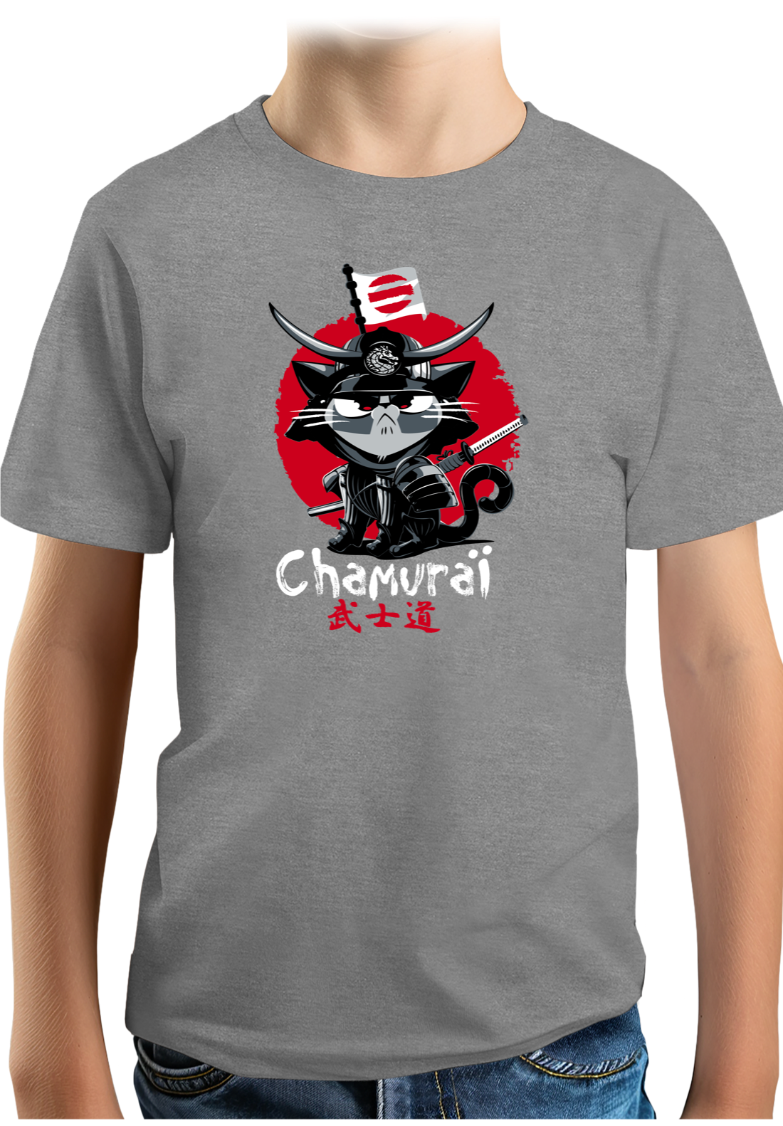 T-Shirt Garçon Chat en samouraï