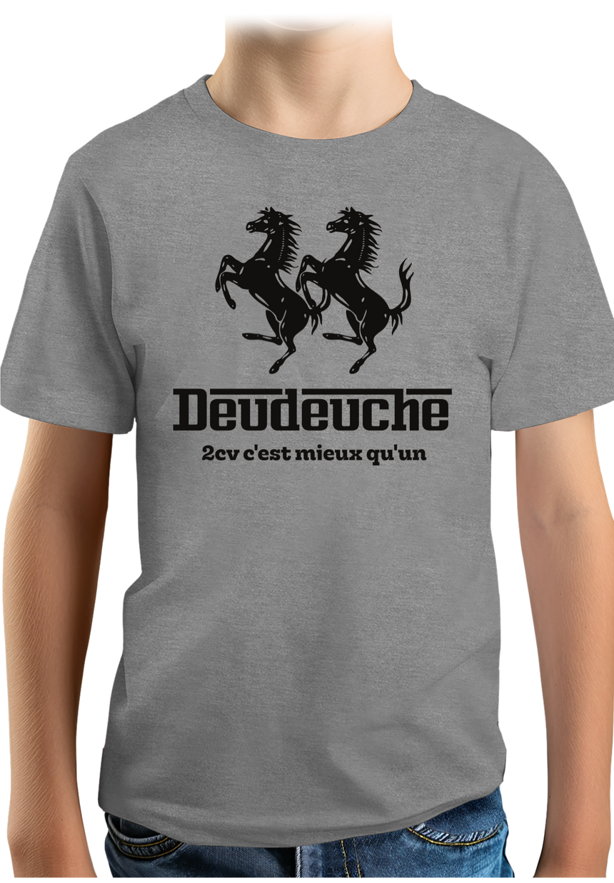 T-Shirt Garçon Deux 2CV mieux qu'un cheval cabré