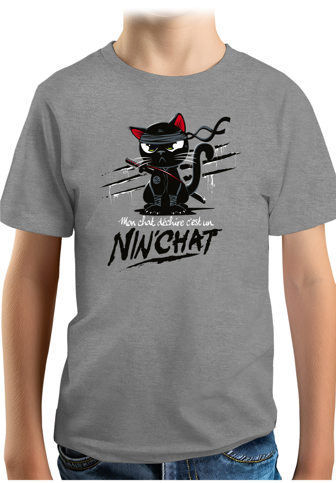 T-Shirt Garçon Mon chat déchire tout c'est un ninja