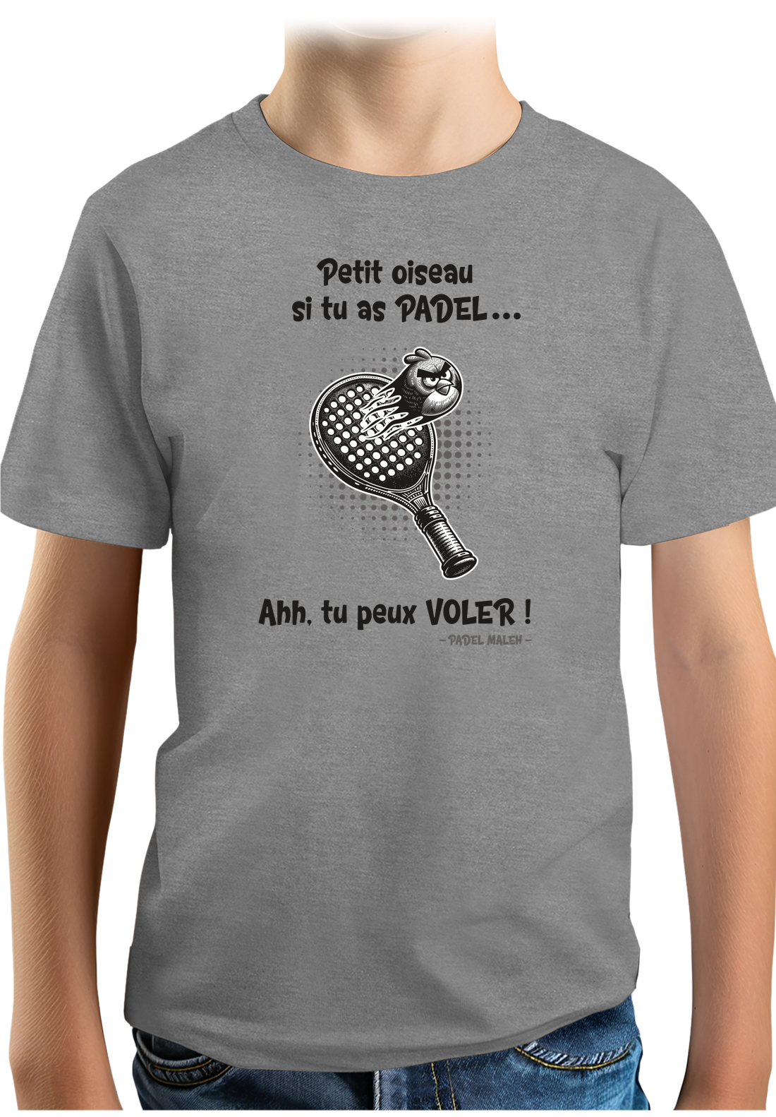 T-Shirt Garçon Padel avec l'oiseau énervé