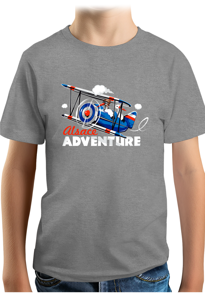 T-Shirt Garçon Cigogne dans l'avion en Alsace