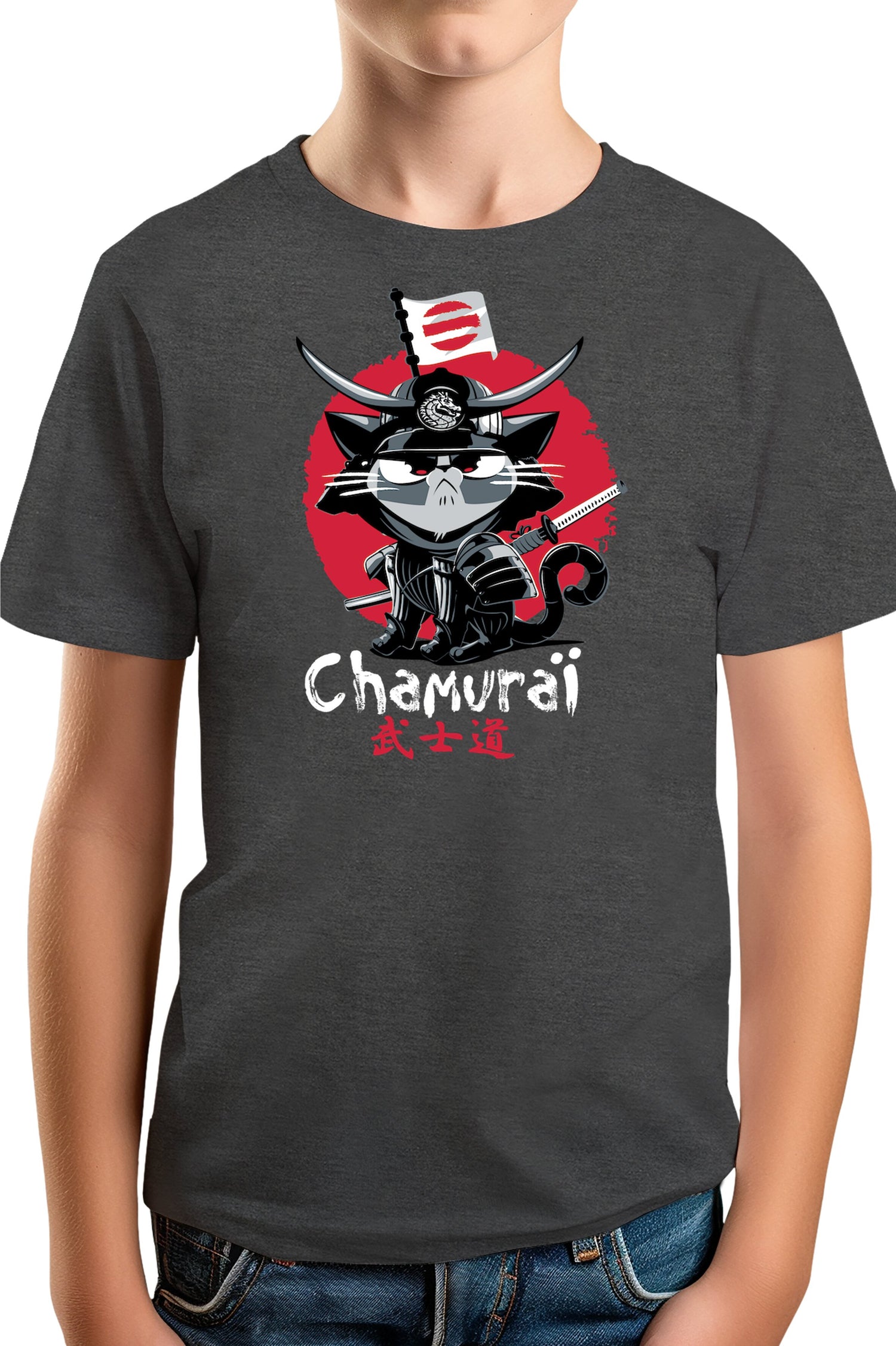 T-Shirt Garçon Chat en samouraï