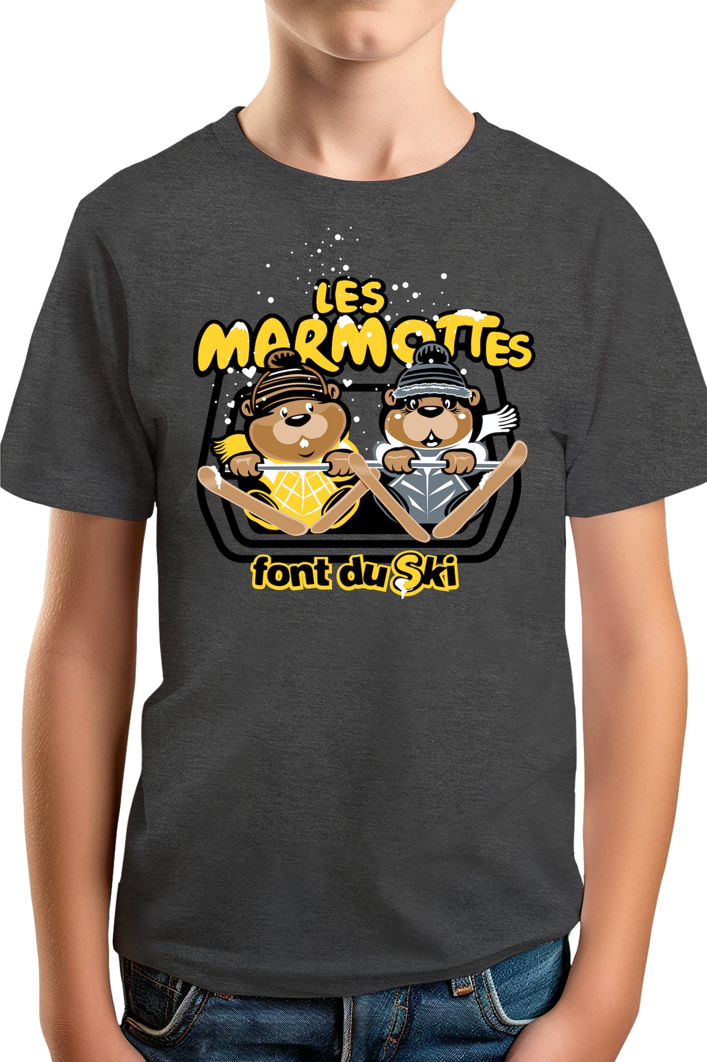 T-Shirt Garçon Les marmottes font du ski