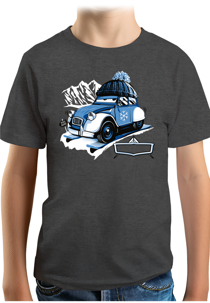 T-Shirt Garçon Voiture 2CV au ski