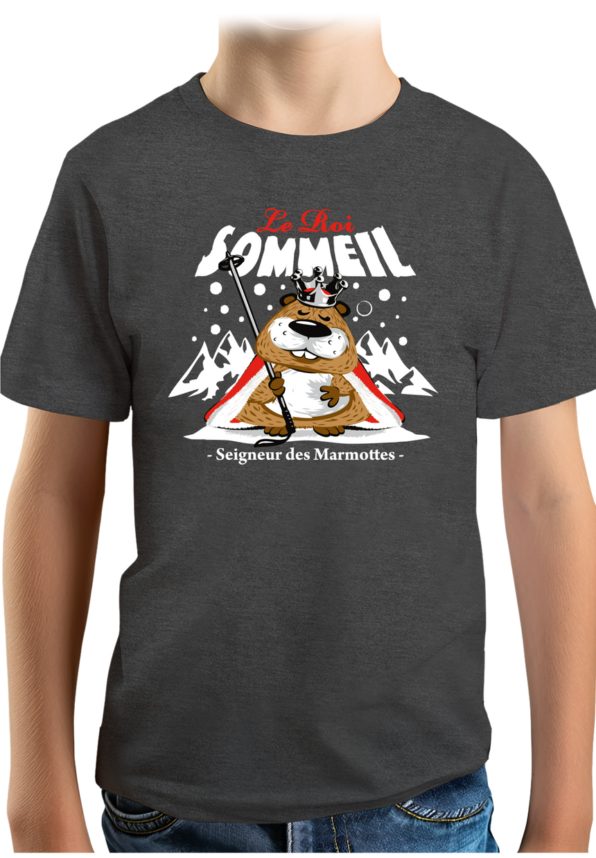 T-Shirt Garçon Le roi sommeil, seigneur des marmottes