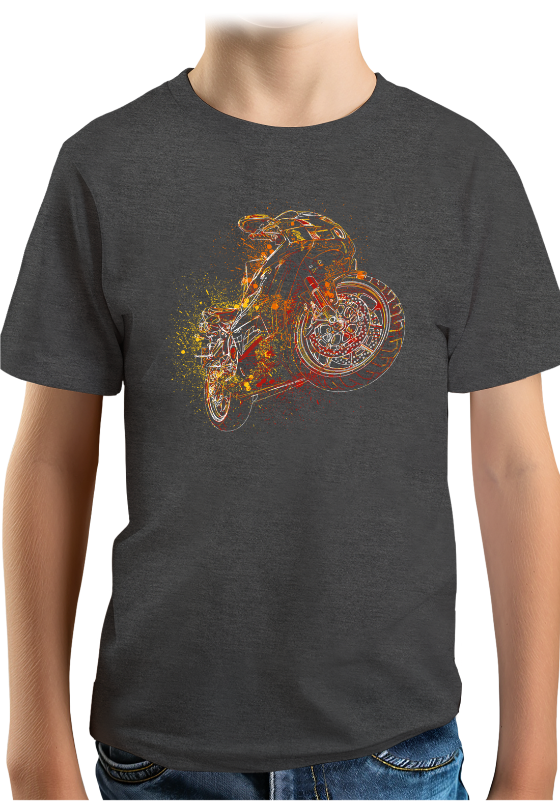 T-Shirt Garçon Dessin moto abstrait