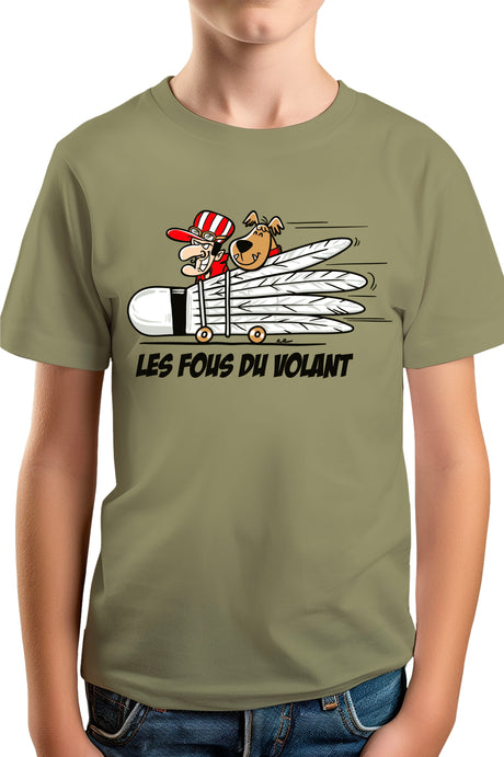 T-Shirt Garçon Les fous du Volant de badminton