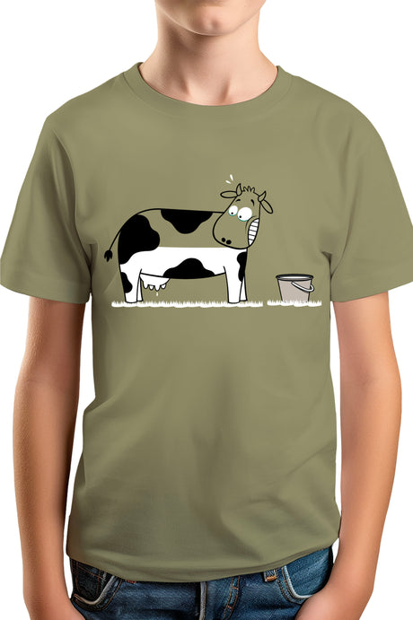T-Shirt Garçon Vache à moitié pleine de lait