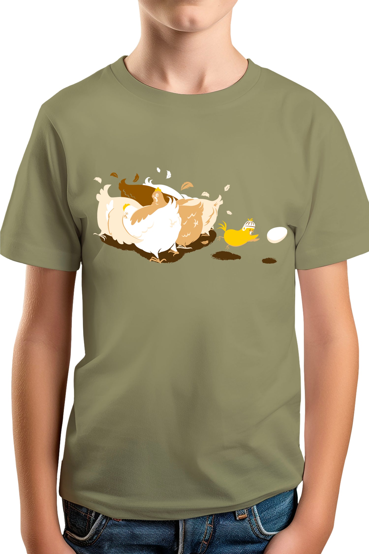 T-Shirt Garçon Poule et poussin qui jouent au rugby