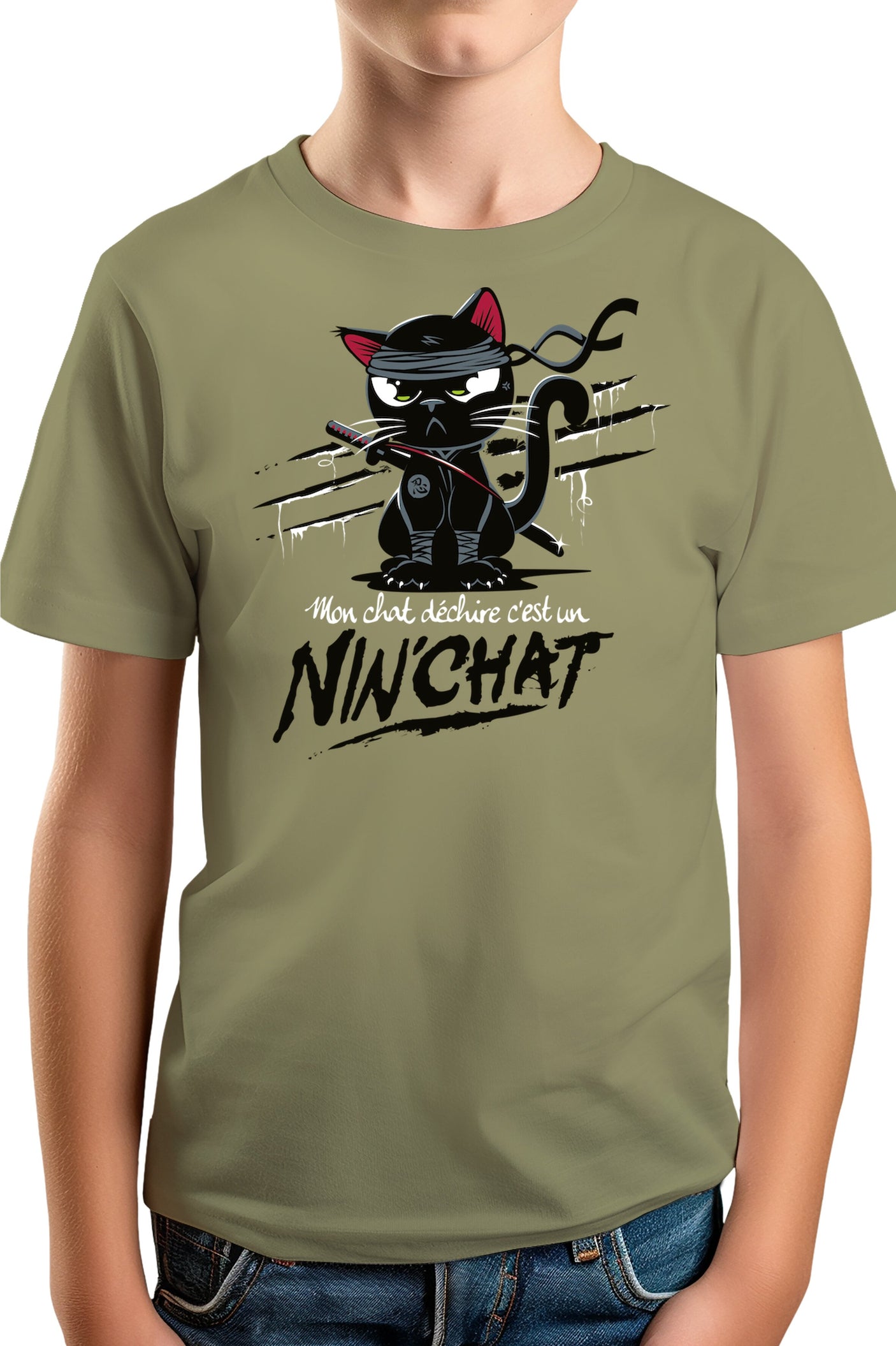 T-Shirt Garçon Mon chat déchire tout c'est un ninja
