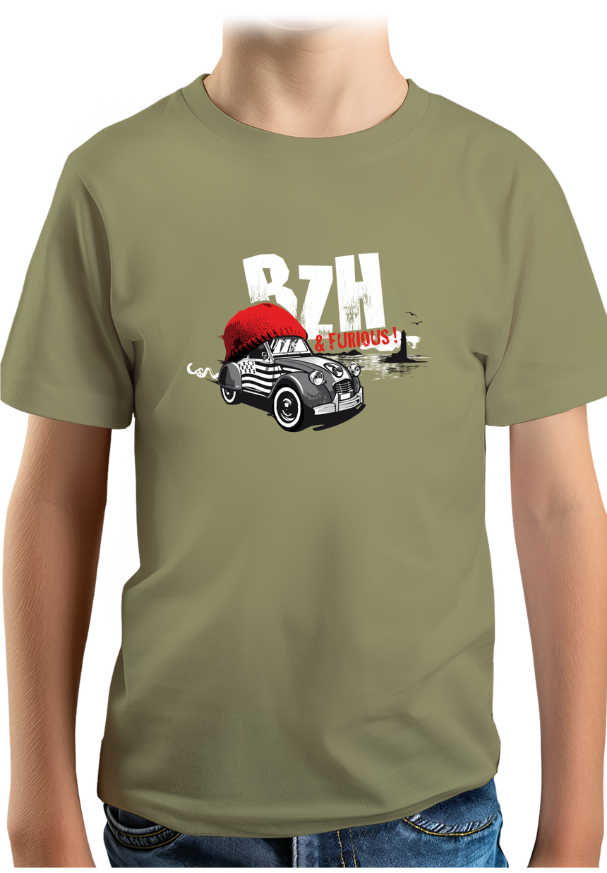 T-Shirt Garçon Voiture 2CV de Bretagne, BZH & Furious