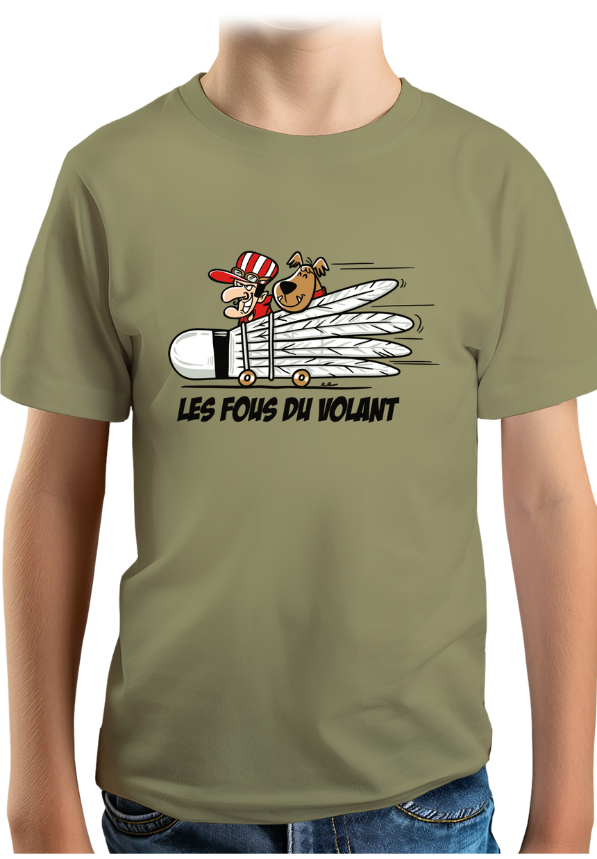 T-Shirt Garçon Les fous du Volant de badminton