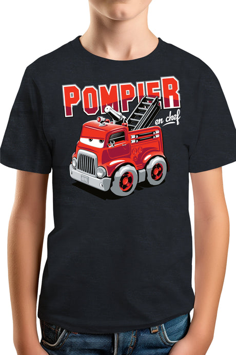 T-Shirt Garçon Camion pompier dessin animé