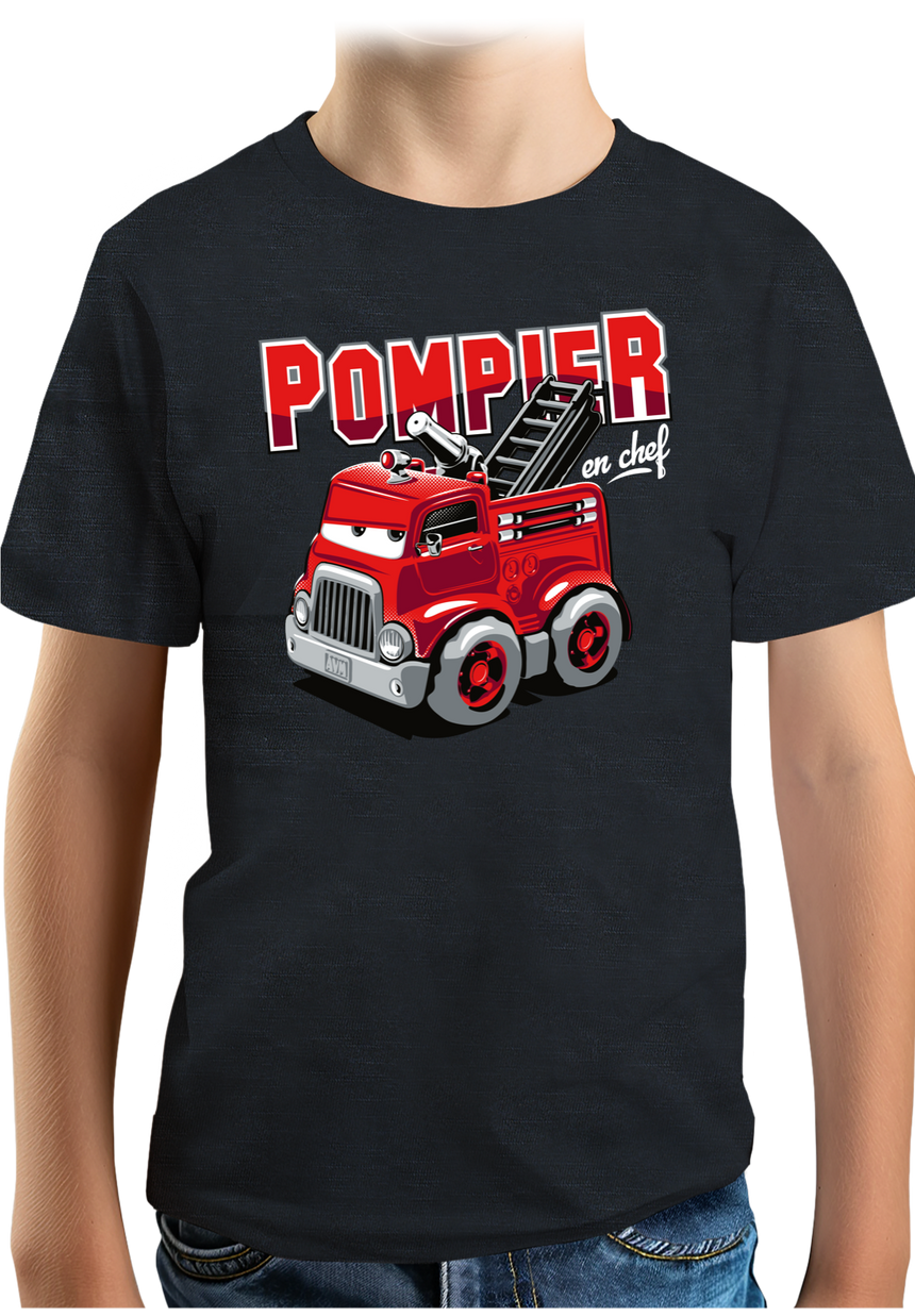T-Shirt Garçon Camion de pompier en chef