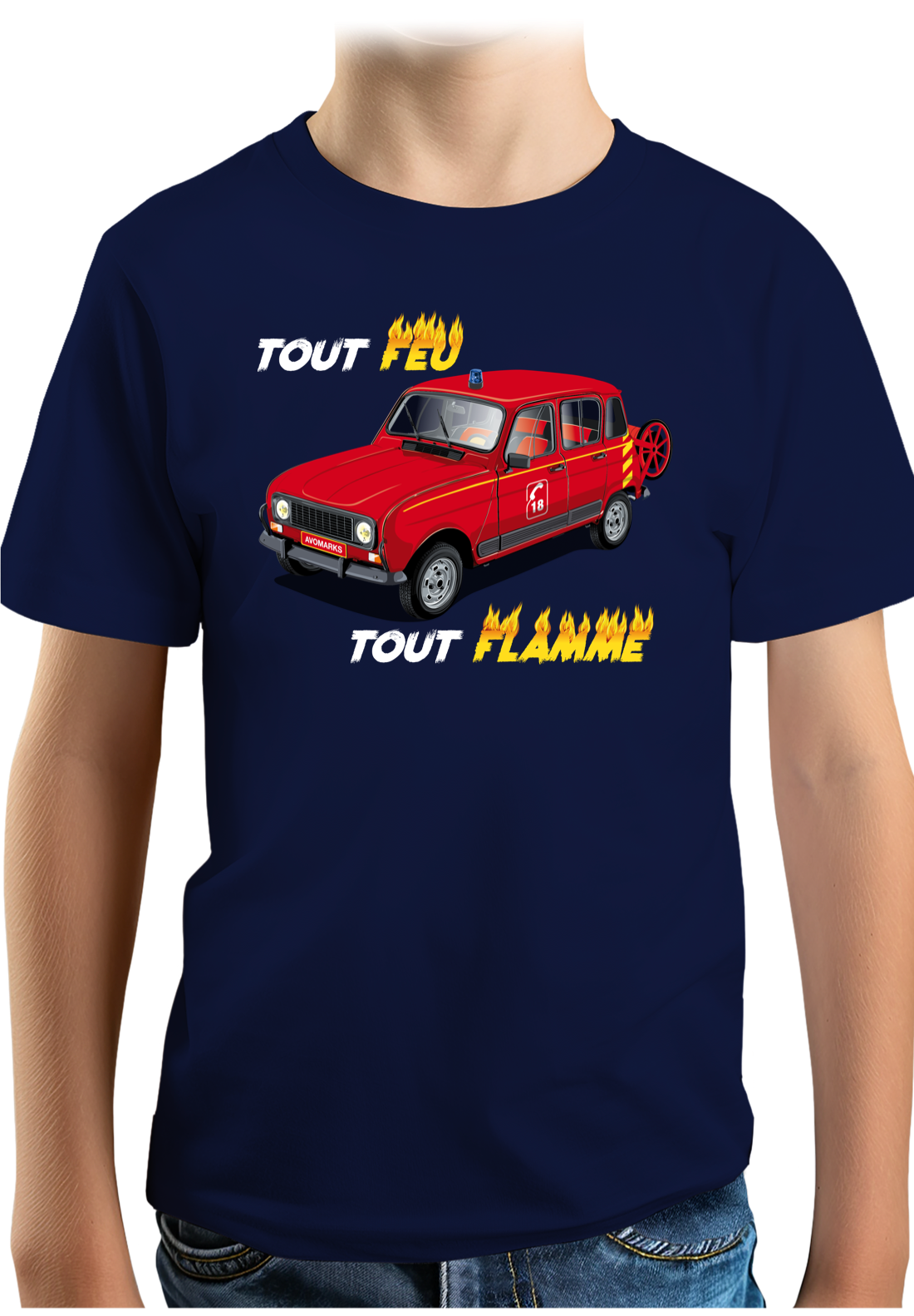 Tee-Shirt Garçon 4L pompier tout feu tout flamme
