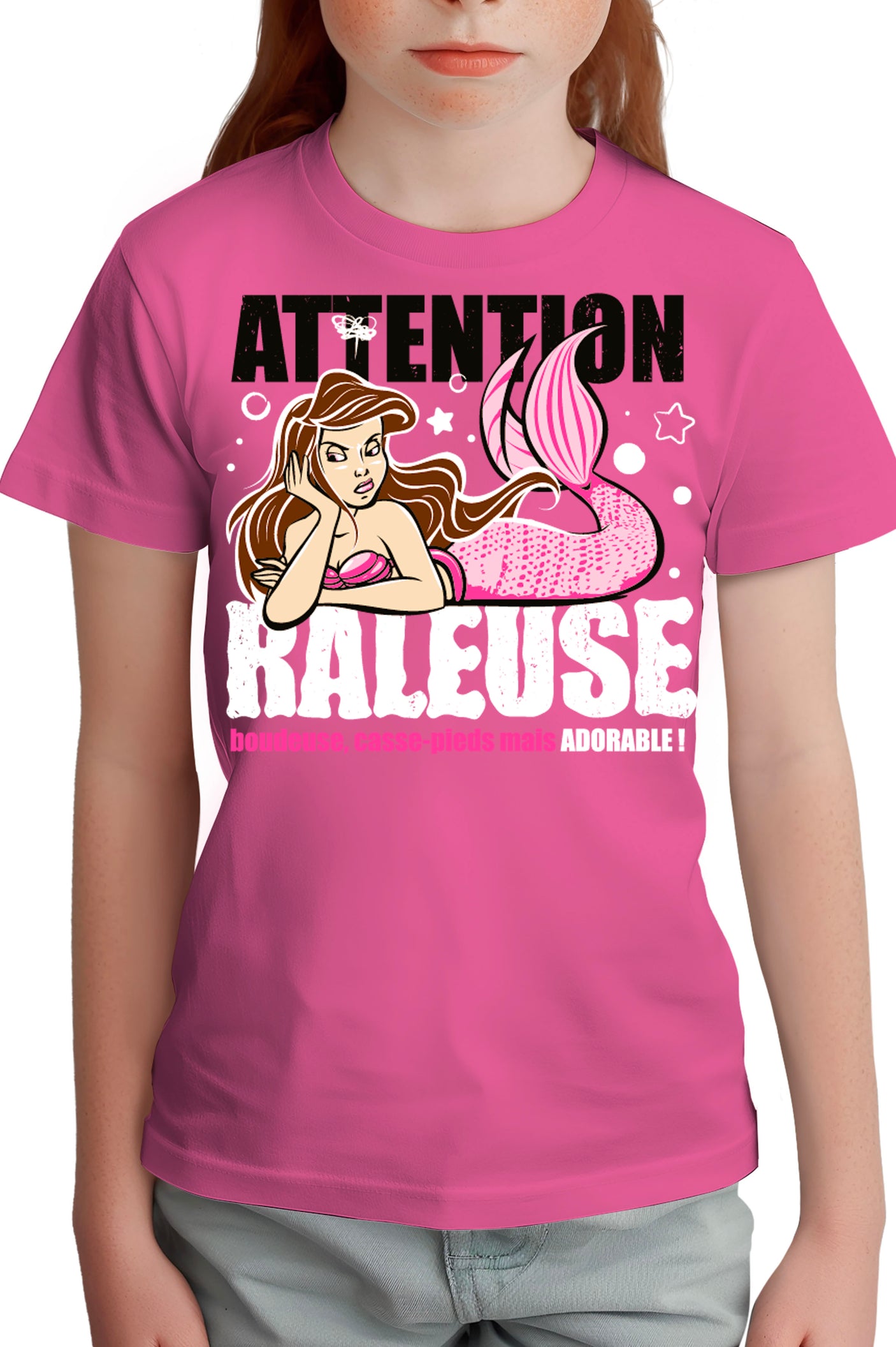 T-Shirt Fille Attention sirène râleuse