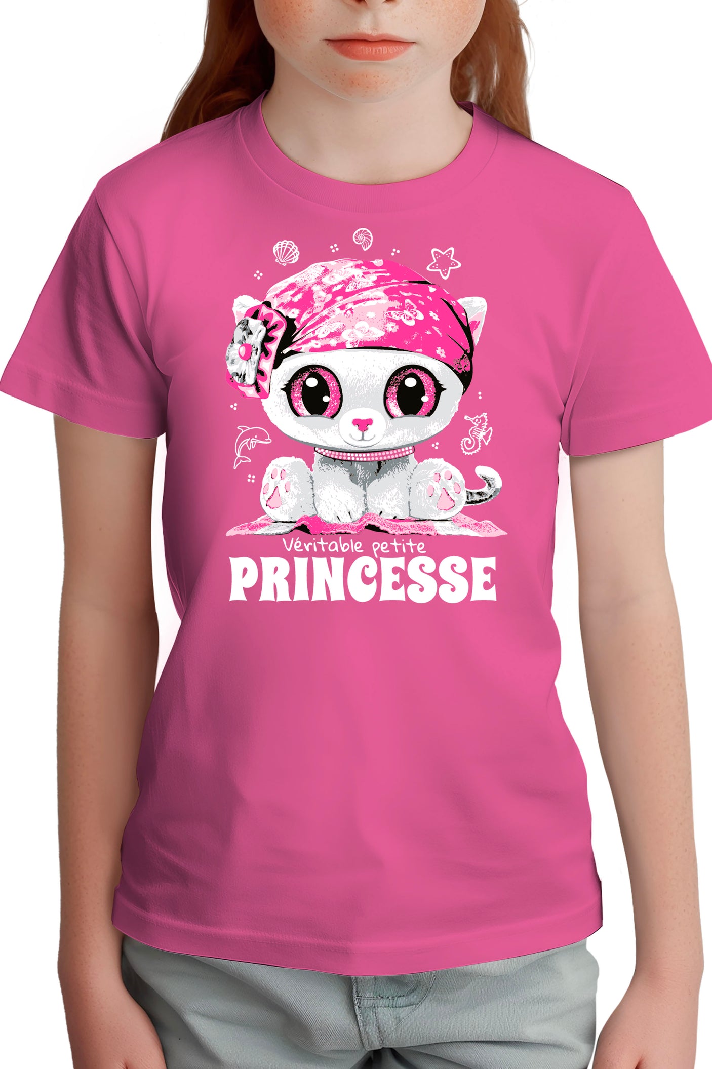 T-Shirt Fille Véritable petite chatte princesse strass