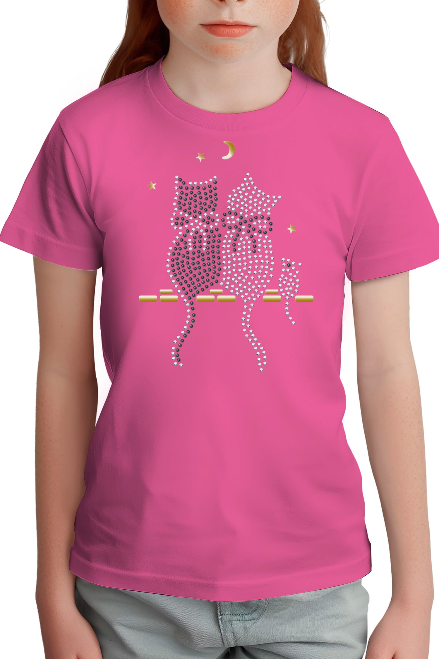 T-Shirt Fille Chat Souris Strass