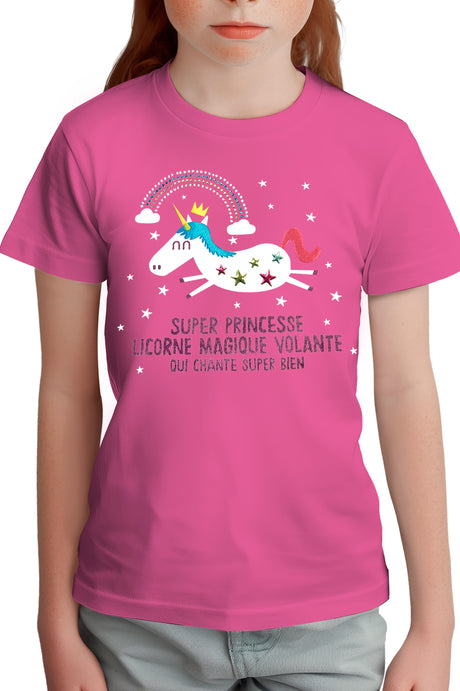 T-Shirt Fille Licorne magique en strass et paillette