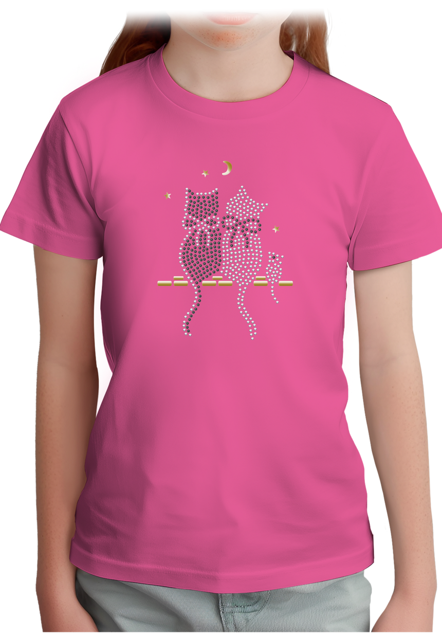 T-Shirt Fille Chat Souris Strass